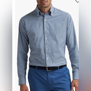 NWT Peter Millar Size XXL Davis Ocean Blue Plaid Sport Shirt